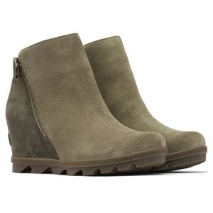 Sorel Joan of Arctic Waterproof Suede Wedge Zip Booties